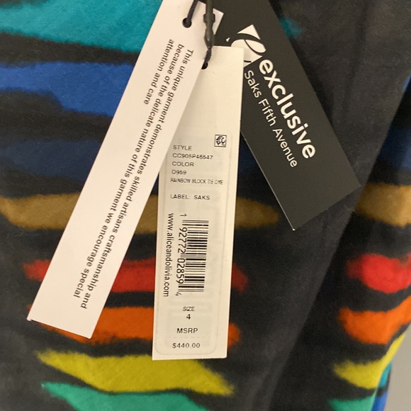 Women’s Alice and Olivia Rainbow Black Tie Dye Mini-Dress - Tags On - Size 4 - Picture 7 of 10